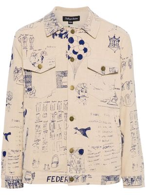 KidSuper Doodles-print shirt jacket - Neutrals