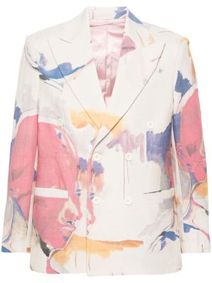 KidSuper double-breasted abstract-pattern blazer - Neutrals