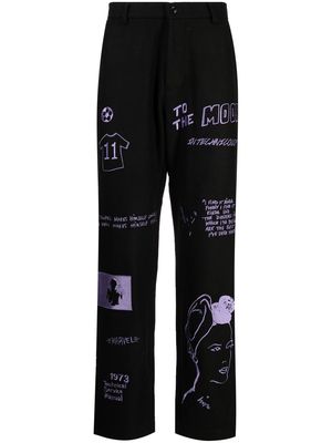 KidSuper embroidered-design wool-blend trousers - Black