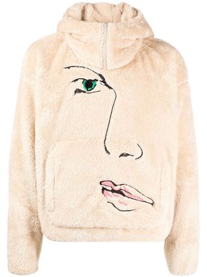 KidSuper embroidered-motif fleece hoodie - Brown