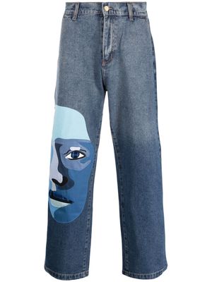 KidSuper face-patchwork straight-leg jeans - Blue