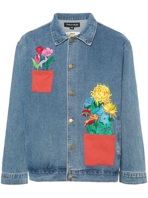 KidSuper floral-embroidered denim jacket - Blue