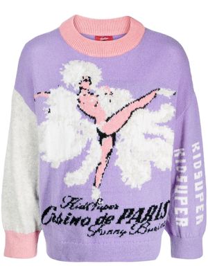 KidSuper Funny Business intarsia-knit wool jumper - Purple
