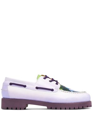 KidSuper graphic-print leather boat shoes - Purple