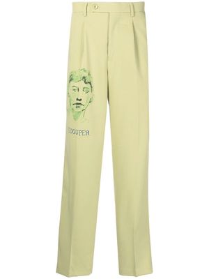 KidSuper graphic-print straight-leg tailored trousers - Green