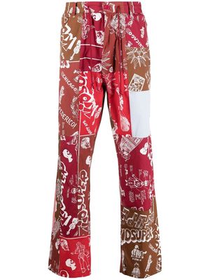 KidSuper graphic-print straight-leg trousers - Red