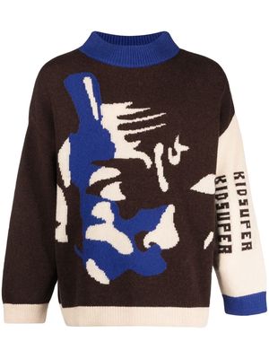 KidSuper Jazz Club intarsia-knit sweatshirt - Brown