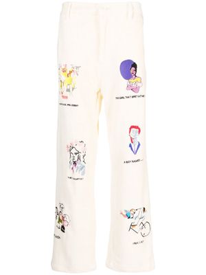 KidSuper Museum embroidered corduroy trousers - Neutrals