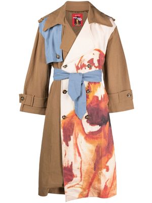 KidSuper painterly-print belted canvas trench coat - Neutrals