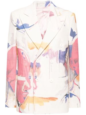 KidSuper Painting-print double-breasted jacket - Neutrals