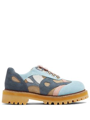 KidSuper panelled suede lace-up shoes - Blue