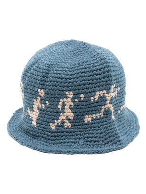 KidSuper Running Guys crochet bucket hat - Blue
