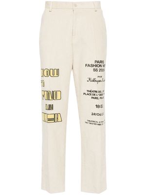 KidSuper slogan-patch corduroy regular trousers - Neutrals