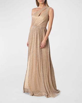 Kienna Metallic One-Shoulder Dress