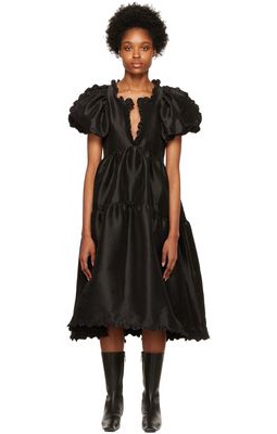 Kika Vargas Black Leana Midi Dress