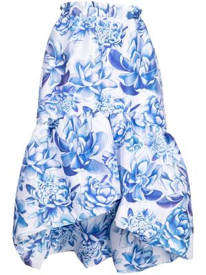 Kika Vargas floral-print asymmetric skirt - Blue