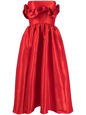 Kika Vargas Lynn ruffled strapless midi dress - Red