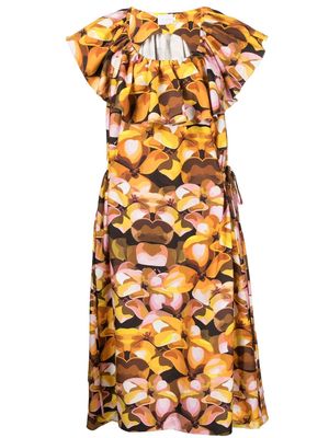 Kika Vargas Zulma floral-print midi dress - Brown