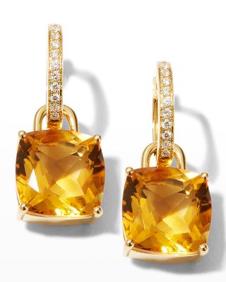 Kiki Cushion Yellow Gold Citrine and Diamond Detachable Drop Earrings