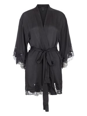 Kiki de Montparnasse belted silk robe - Black