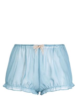 Kiki de Montparnasse bow-detail silk pajama shorts - Blue