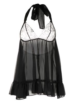 Kiki de Montparnasse Cadeau lace nightdress - Black