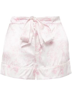 Kiki de Montparnasse graphic-print silk lounge shorts - Pink