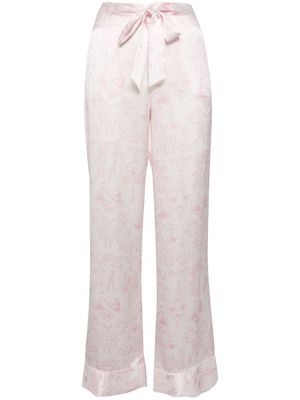 Kiki de Montparnasse graphic-print silk lounge trousers - Pink