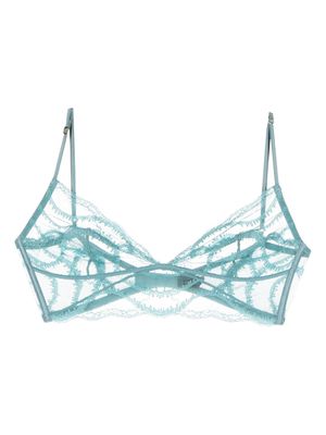 Kiki de Montparnasse lace-design triangle-cup bra - Blue