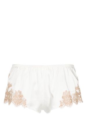 Kiki de Montparnasse Orchid-lace silk shorts - Neutrals