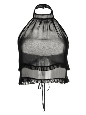 Kiki de Montparnasse ruffle-detail halterneck crop top - Black