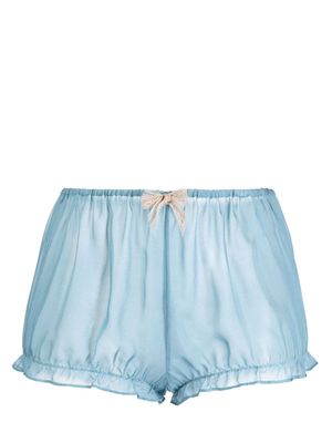 Kiki de Montparnasse Tiered silk tap shorts - Blue