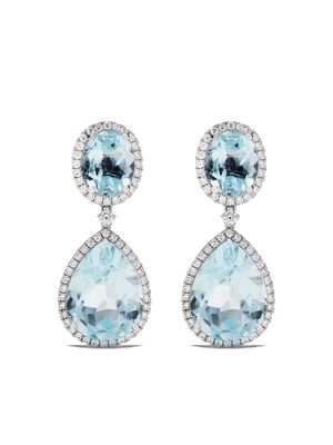 Kiki McDonough 18kt white gold Kiki Classics oval, pear drop blue topaz and diamond earrings