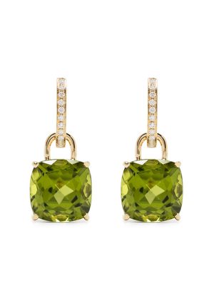 Kiki McDonough 18kt yellow gold Kiki Cushion peridot and diamond earrings - Green