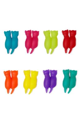 Kikkerland Design Set of 8 Rainbow Cat Drink Markers in Rainbow Multi