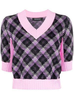Kiko Kostadinov Amber argyle-knit cropped jumper - Purple