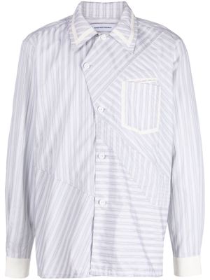 Kiko Kostadinov Aspasia striped asymmetric shirt - LIGHT GREY STRIPES / ECRU