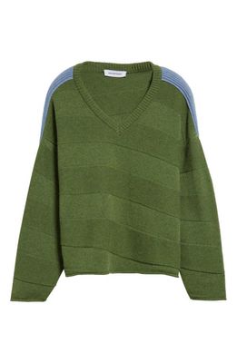 KIKO KOSTADINOV Delian Mixed Stitch Wool Sweater in Melange Green /Melange Blue