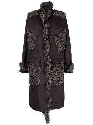 Kiko Kostadinov faux-shearling trim detail coat - Purple