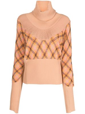 Kiko Kostadinov plaid-check knit jumper - Orange