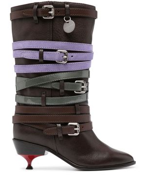 Kiko Kostadinov Quad strap-detail mid-calf boots - Brown