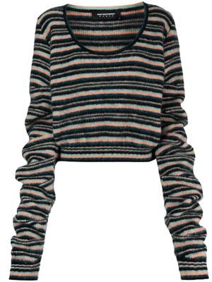 Kiko Kostadinov round-neck striped knitted top - Black