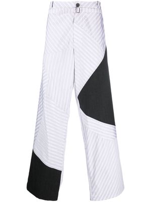 Kiko Kostadinov stripe-panelled wide-leg trousers - Grey