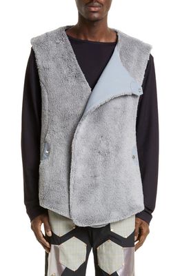 KIKO KOSTADINOV Zlatyu Asymmetric Terry Cloth Vest in Dove Grey/Sterling Blue