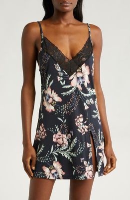 KILO BRAVA Lace Trim Floral Chemise in Botanical Night 