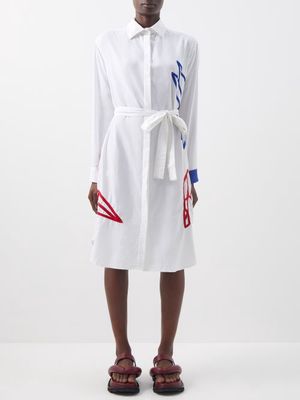 Kilometre Paris - Semamori Embroidered Cotton-poplin Shirt Dress - Womens - White Multi
