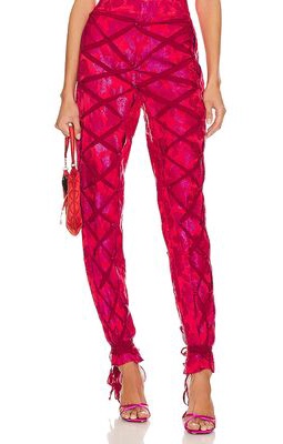 Kim Shui Lace Up Pant in Fuchsia