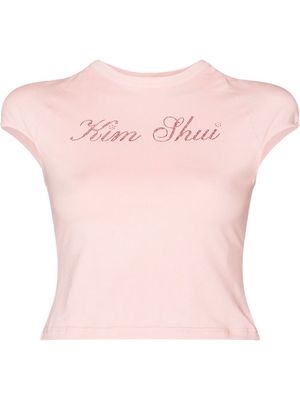 Kim Shui logo-embellished cropped T-shirt - Pink