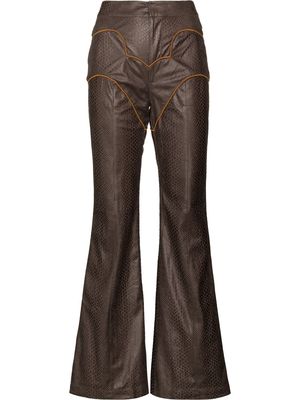 Kim Shui snakeskin-effect Western trousers - Brown