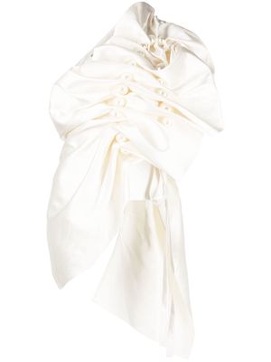 Kimhekim asymmetric gathered pearl-detail blouse - White